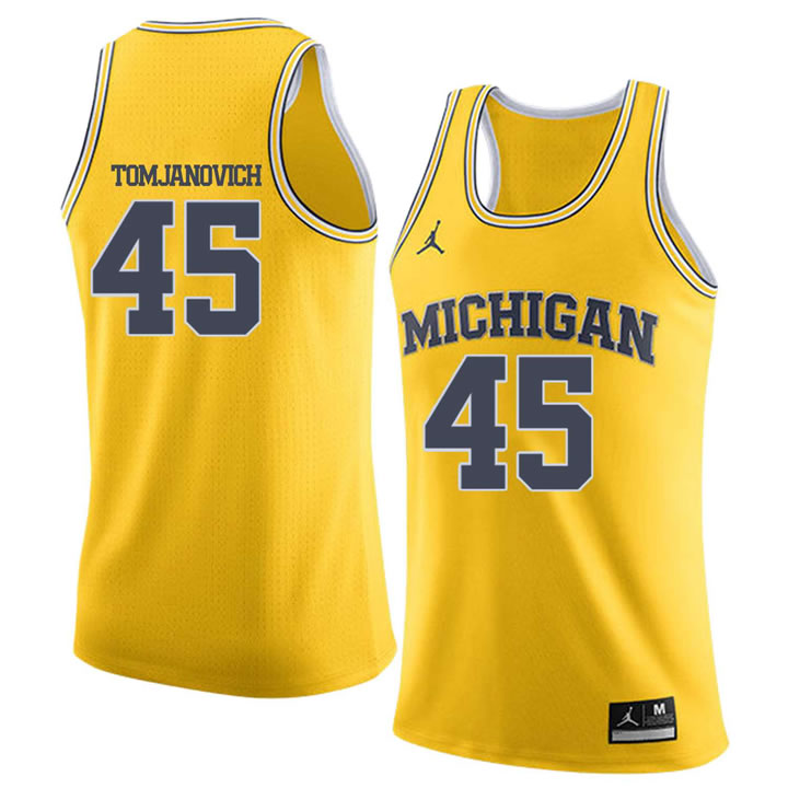University of Michigan 45 Rudy Tomjanovich Yellow College Basketball Jersey Dzhi